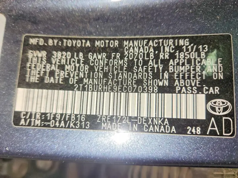 2014 TOYOTA COROLLA LE  