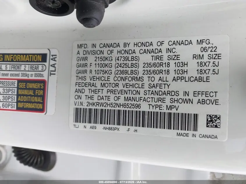 2022 HONDA CR-V AWD EX