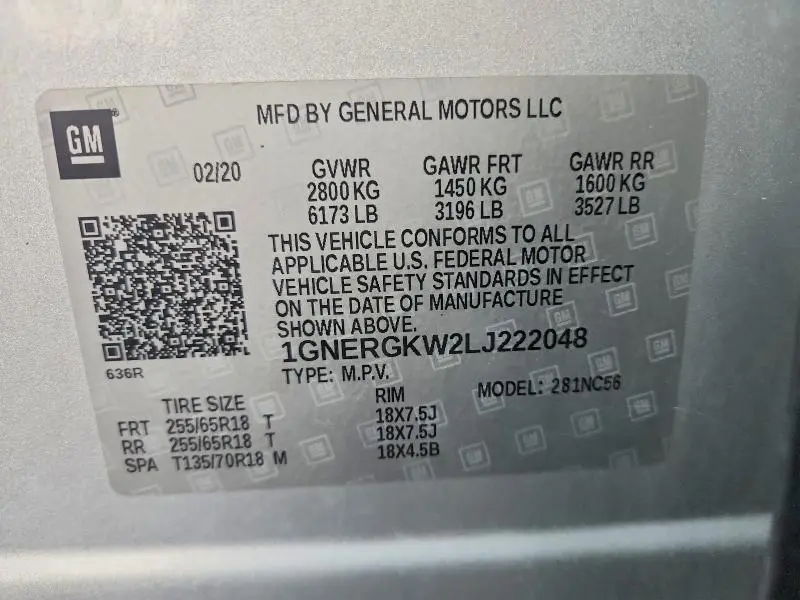 2020 CHEVROLET TRAVERSE LT  