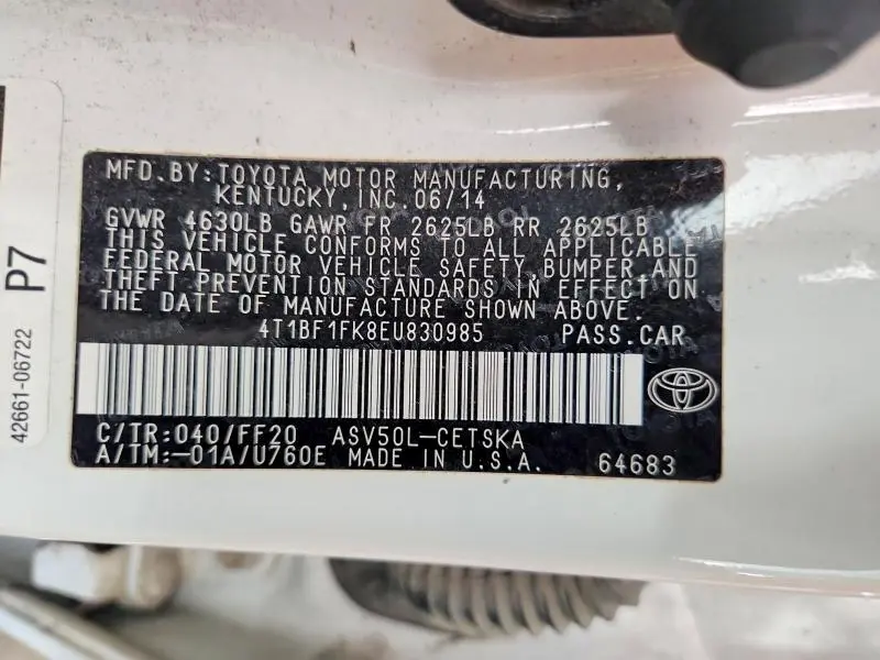 2014 TOYOTA CAMRY SE  