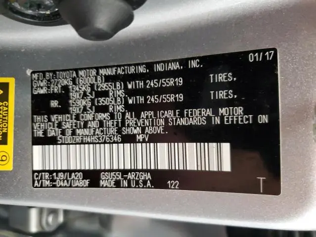 2017 TOYOTA HIGHLANDER LIMITED  