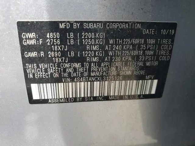 2020 SUBARU OUTBACK LIMITED  