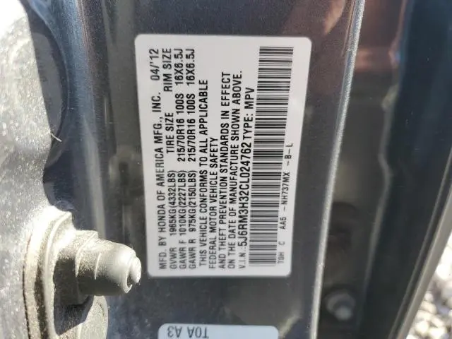 2012 HONDA CR-V LX  