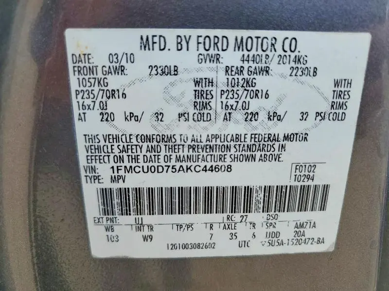 2010 FORD ESCAPE XLT  