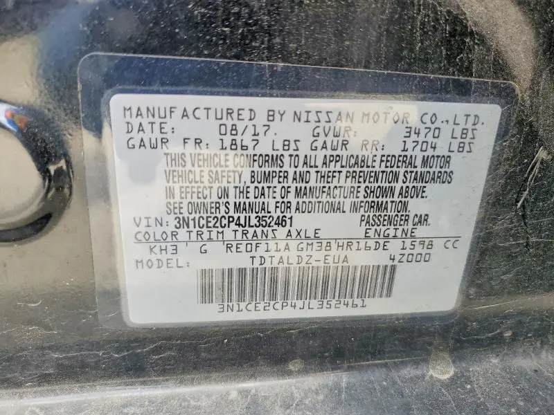 2018 NISSAN VERSA NOTE SV  