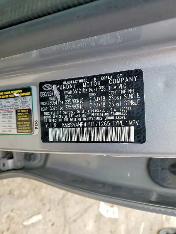 2017 HYUNDAI SANTA FE SE  