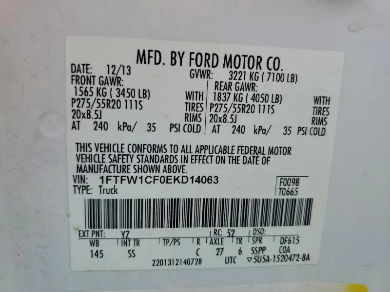 2014 FORD F150 SUPERCREW  