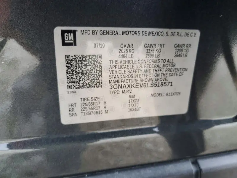 2020 CHEVROLET EQUINOX LT  