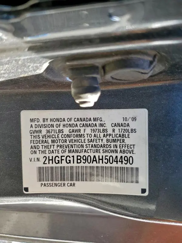 2010 HONDA CIVIC EXL  