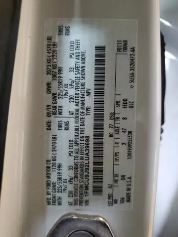 2020 FORD ESCAPE TITANIUM  