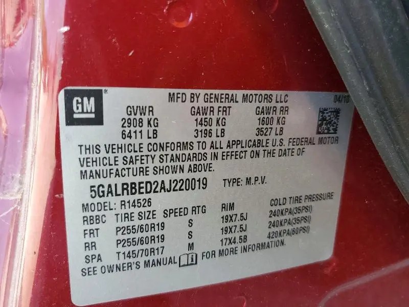 2010 BUICK ENCLAVE CXL  