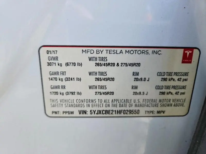2017 TESLA MODEL X   