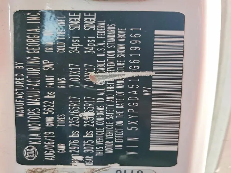 2020 KIA SORENTO LX V6  