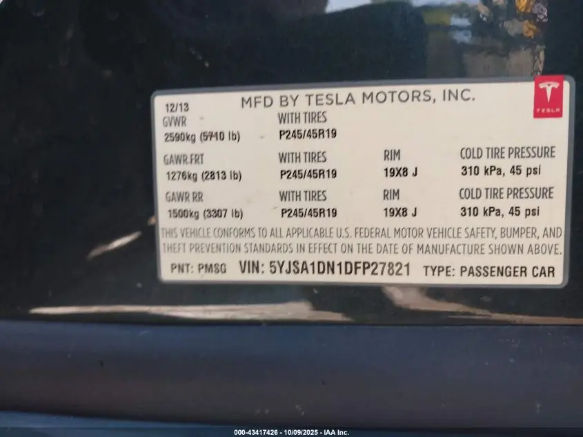 2013 TESLA MODEL S  