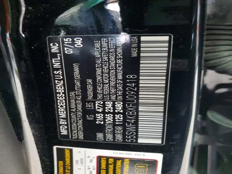 2015 MERCEDES-BENZ C 300 4MATIC  