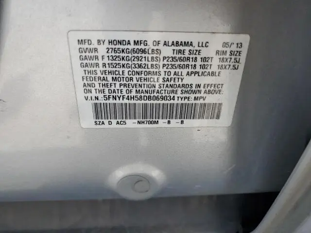 2013 HONDA PILOT EXL  