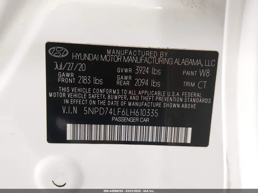 2020 HYUNDAI ELANTRA SE