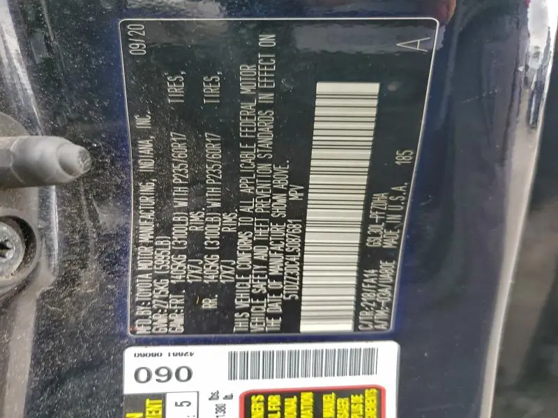 2020 TOYOTA SIENNA L  