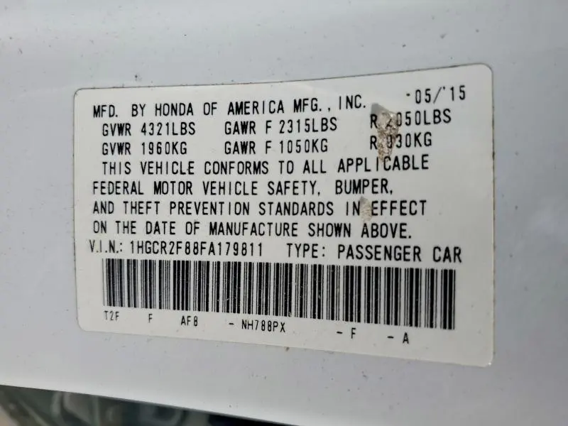 2015 HONDA ACCORD EXL  