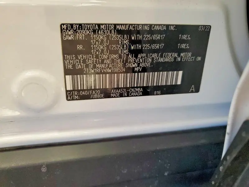 2022 TOYOTA RAV4 XLE  