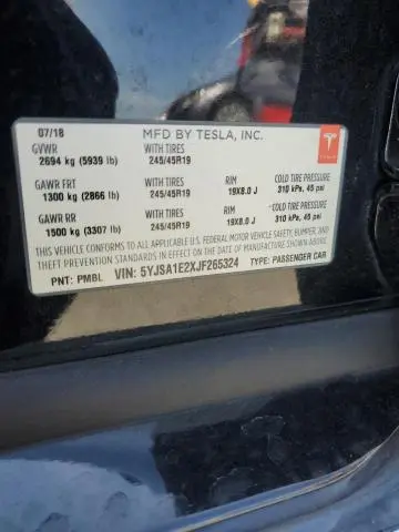 2018 TESLA MODEL S   