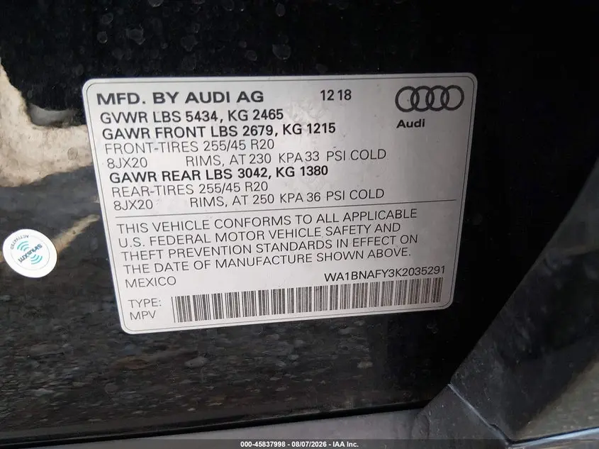 2019 AUDI Q5 45 PREMIUM