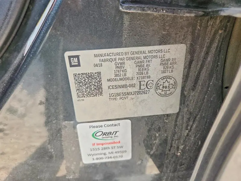 2018 CHEVROLET CRUZE LT  