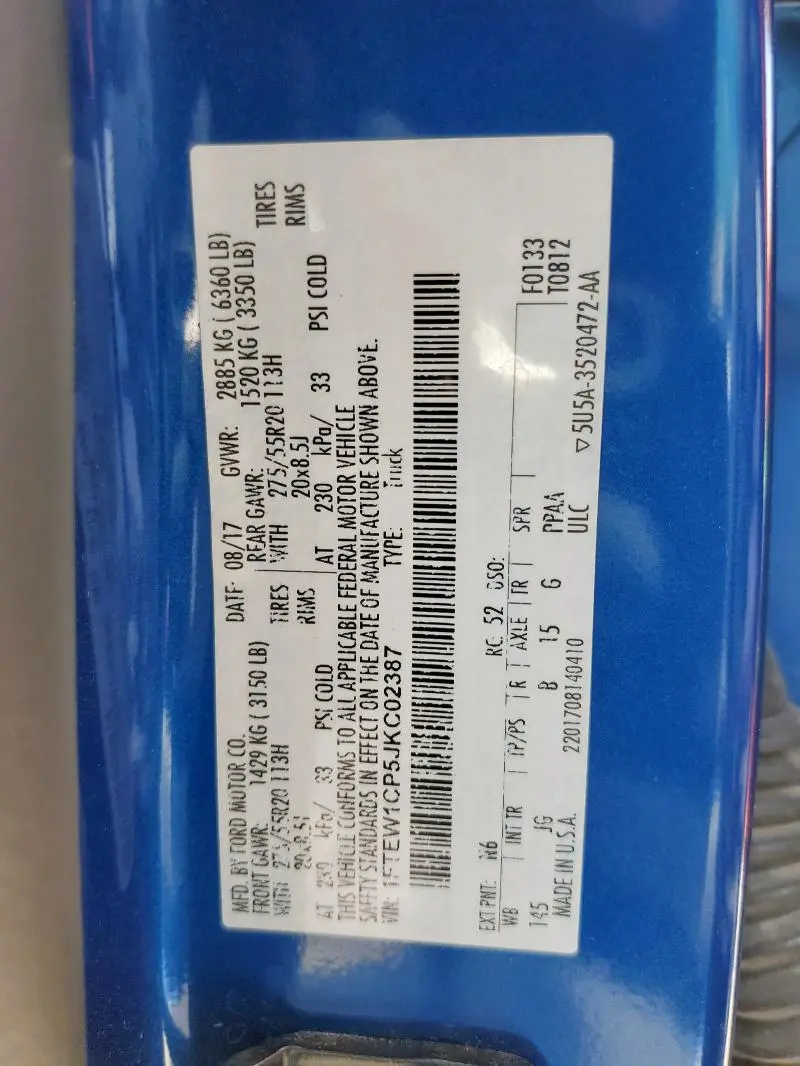 2018 FORD F150 SUPERCREW  
