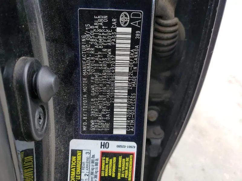 2016 TOYOTA COROLLA S PLUS  