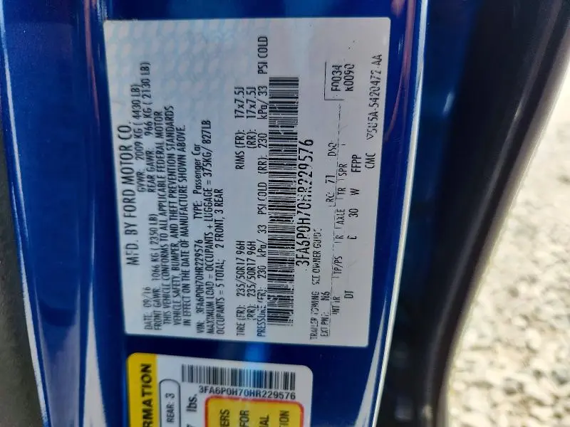 2017 FORD FUSION SE  