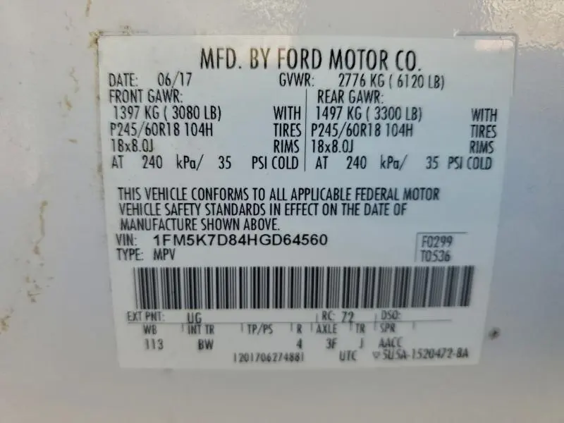 2017 FORD EXPLORER XLT  