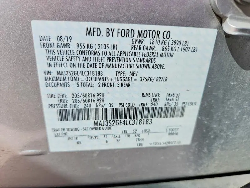 2020 FORD ECOSPORT SE  