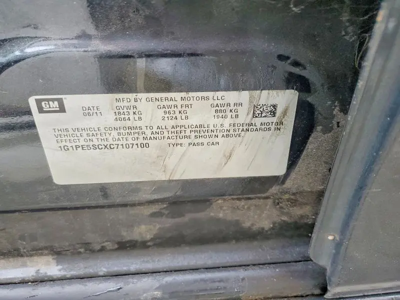 2012 CHEVROLET CRUZE LT  