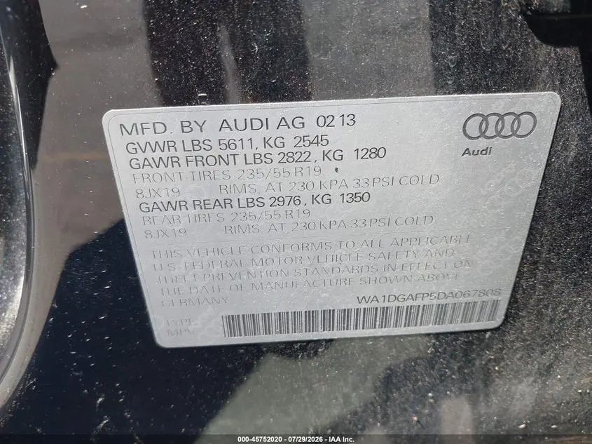2013 AUDI Q5 3.0T PREMIUM PLUS