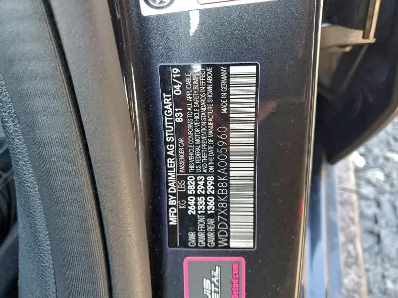 2019 MERCEDES-BENZ AMG GT 63 S  