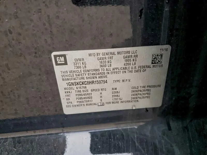 2017 CHEVROLET TAHOE K1500 PREMIER  