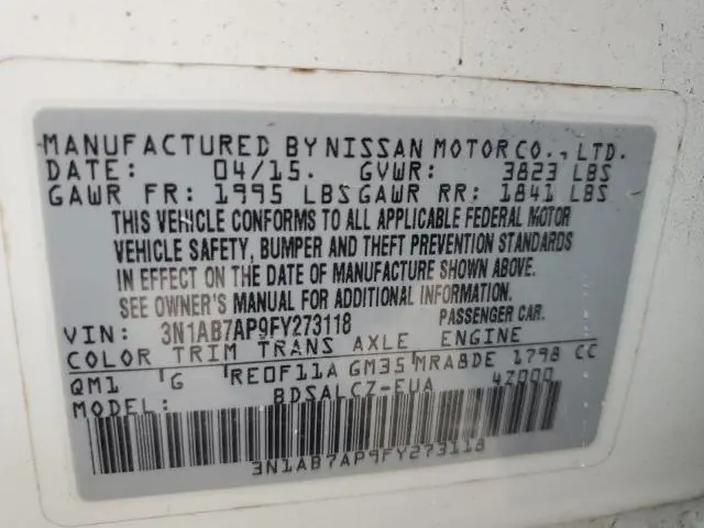 2015 NISSAN SENTRA S  