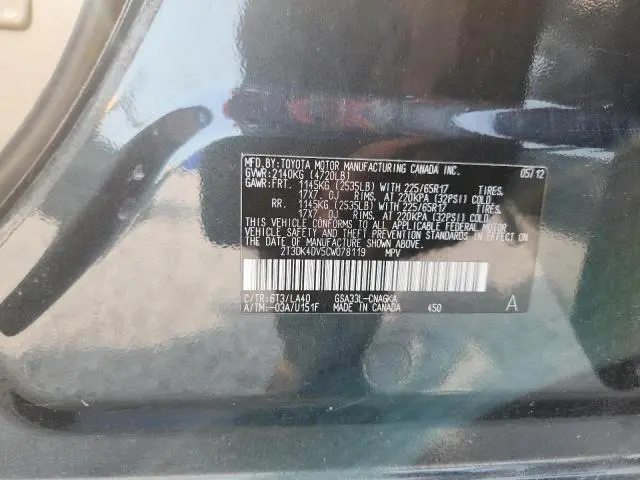 2012 TOYOTA RAV4 LIMITED  