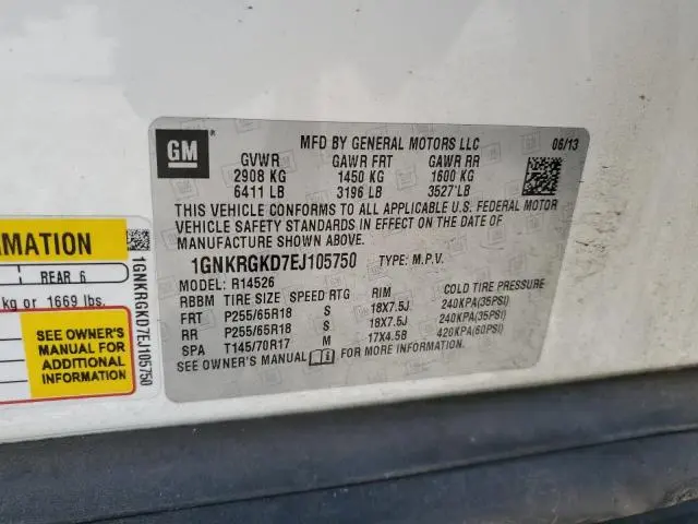 2014 CHEVROLET TRAVERSE LT  