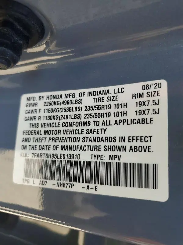 2020 HONDA CR-V TOURING  