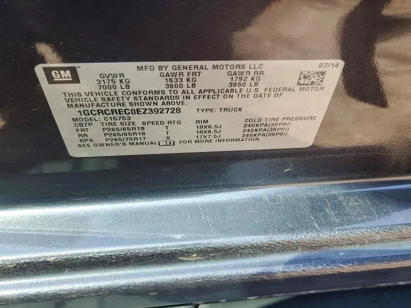 2014 CHEVROLET SILVERADO C1500 LT  