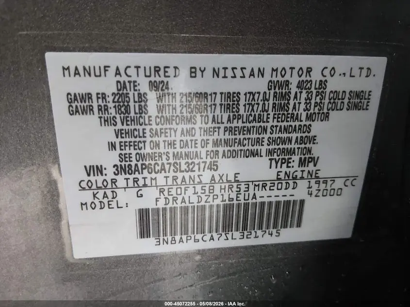 2025 NISSAN KICKS SV FWD