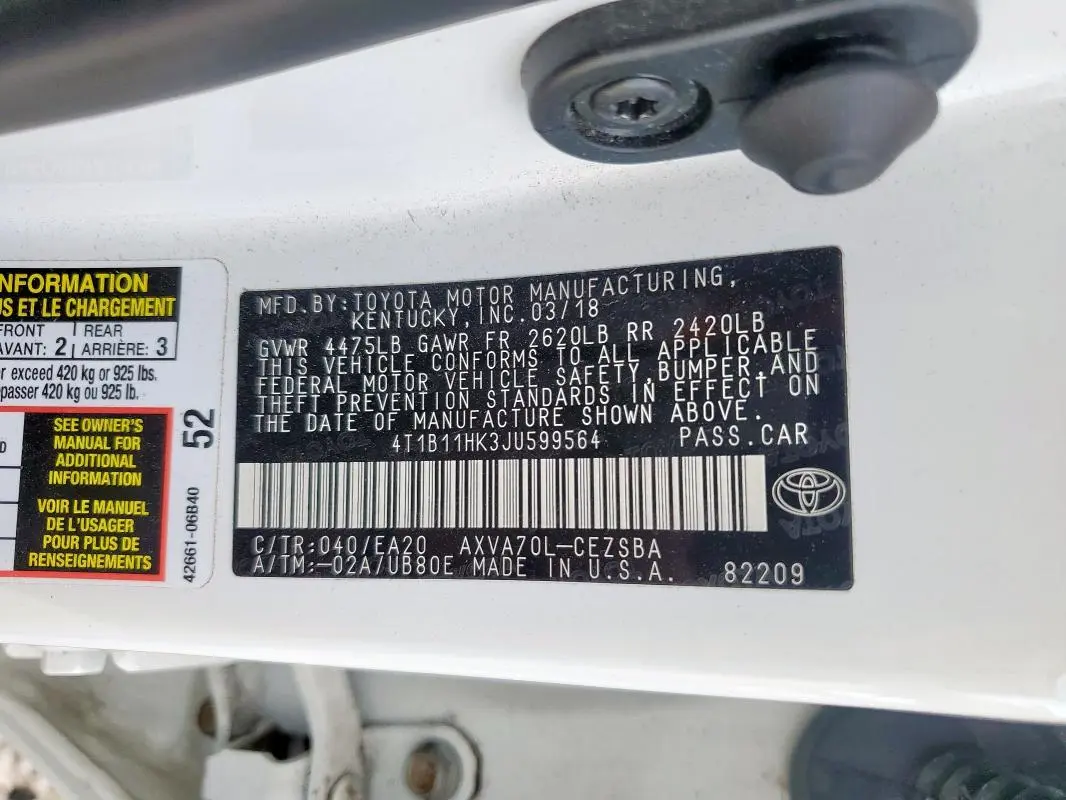 2018 TOYOTA CAMRY L  