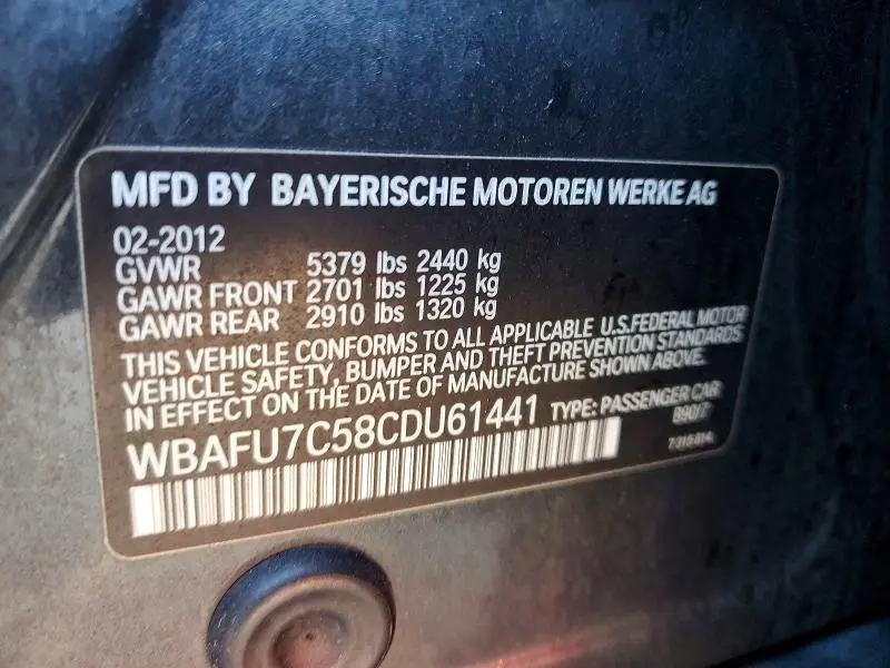 2012 BMW 535 XI  