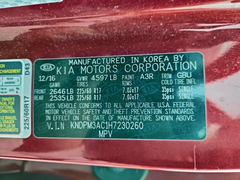 2017 KIA SPORTAGE LX  