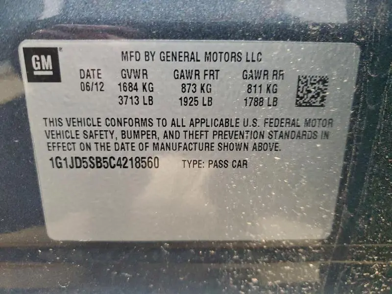 2012 CHEVROLET SONIC LT  