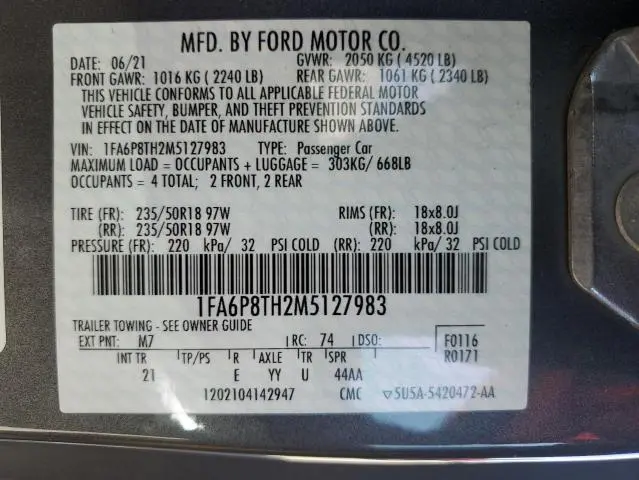 2021 FORD MUSTANG   