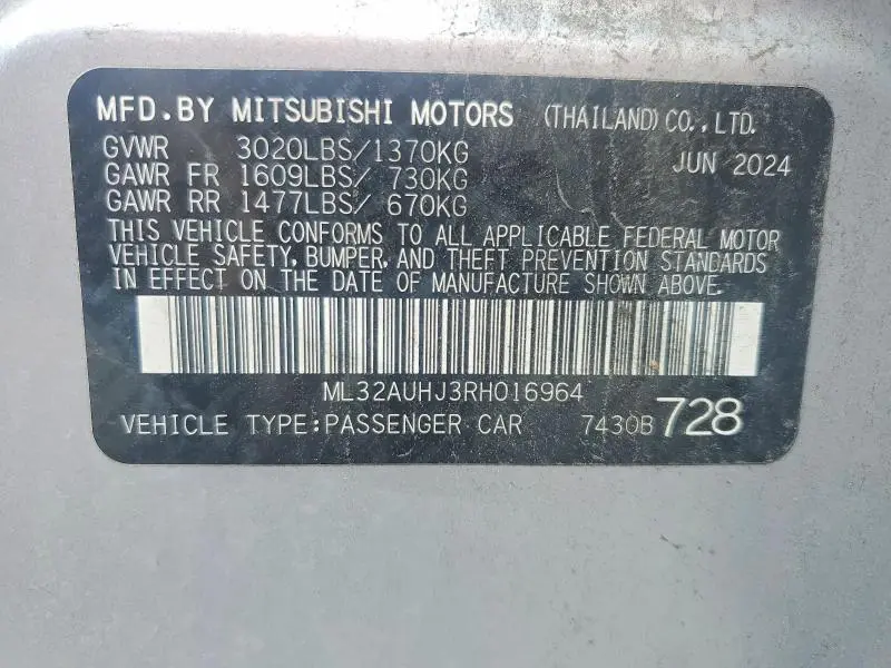 2024 MITSUBISHI MIRAGE ES  