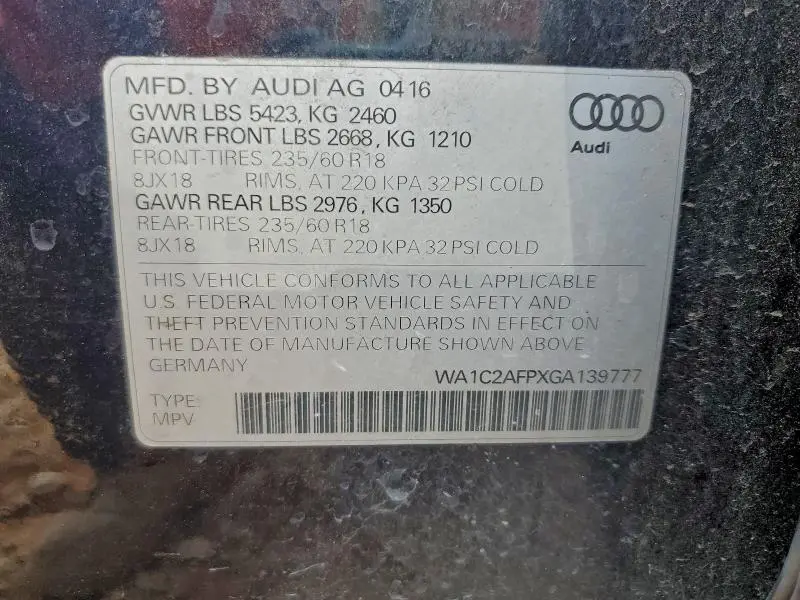 2016 AUDI Q5 PREMIUM  