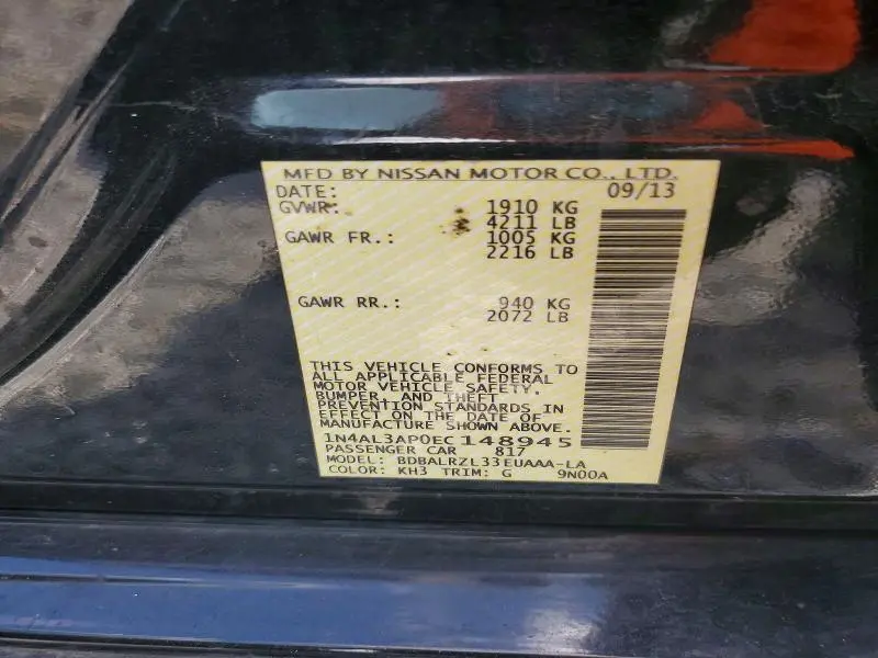 2014 NISSAN ALTIMA 2.5 S  